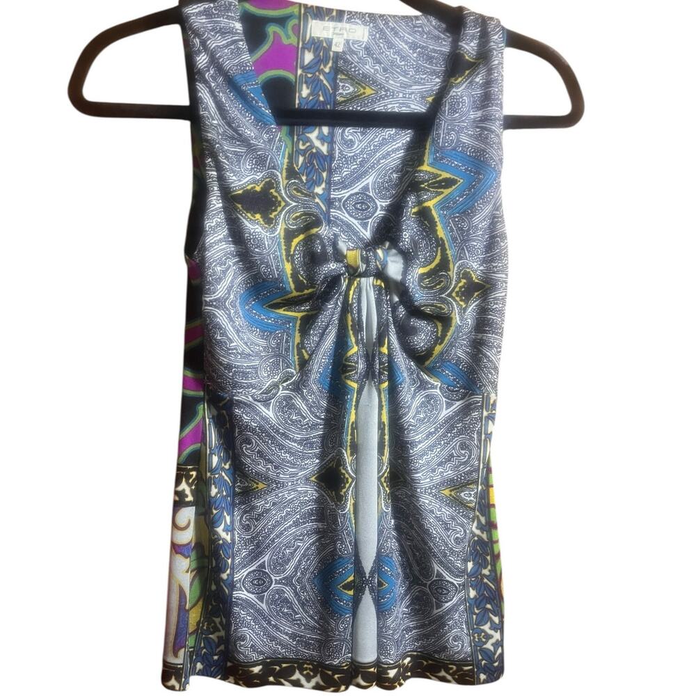 Etro Milan Silk Blend Sleeveless Paisley Top size 42 US 14